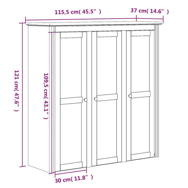 Highboard BODO Weiß Kiefer Massivholz 200cm