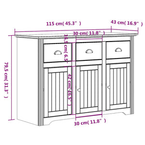 vidaXL Highboard BODO Blanc Marron 115,5x43x200,5 cm Pin Massif