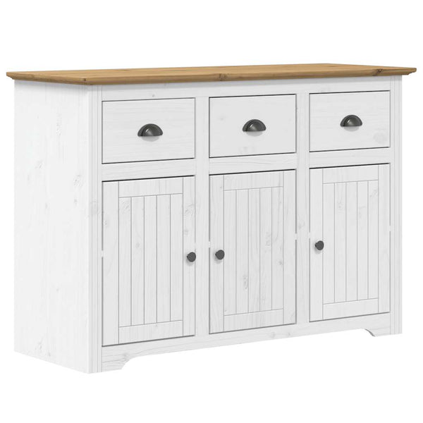 vidaXL Highboard BODO Blanc Marron 115,5x43x200,5 cm Pin Massif
