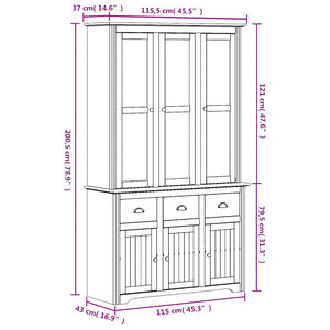 vidaXL Highboard BODO Blanc Marron 115,5x43x200,5 cm Pin Massif