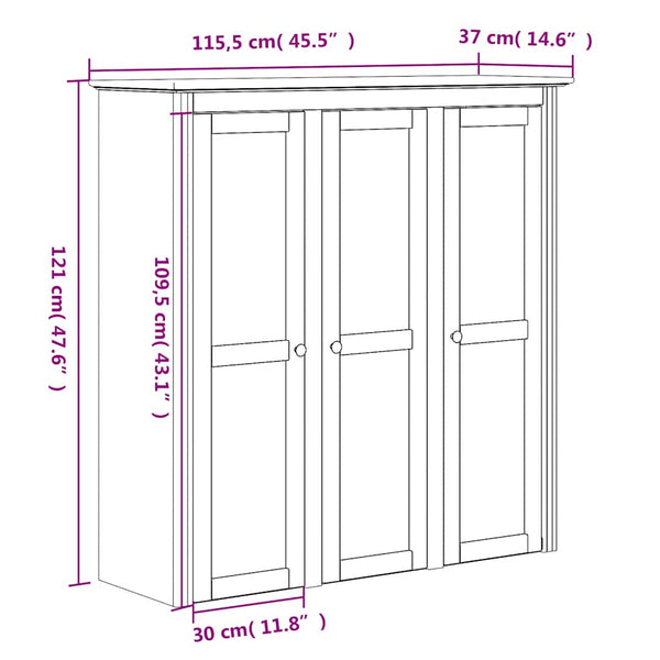 vidaXL Highboard BODO Blanc Marron 115,5x43x200,5 cm Pin Massif