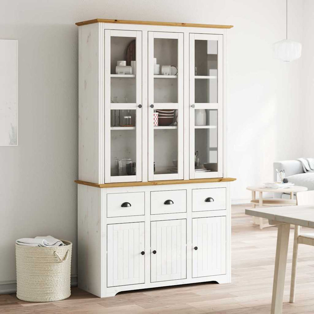 Highboard BODO Kiefer Massivholz Weiß Braun
