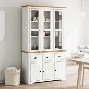 vidaXL Highboard BODO Blanc Marron 115,5x43x200,5 cm Pin Massif