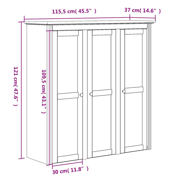 vidaXL Highboard BODO Grey 115.5x43x200.5 cm Solid Pine