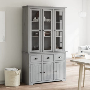 vidaXL Highboard BODO Grey 115.5x43x200.5 cm Solid Pine