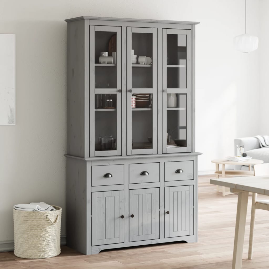 vidaXL Highboard BODO Grey 115.5x43x200.5 cm Solid Pine