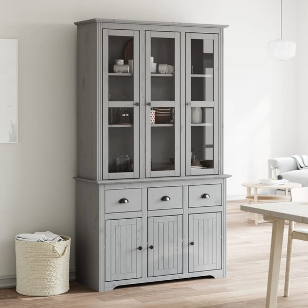 vidaXL Highboard BODO Grey 115.5x43x200.5 cm Solid Pine