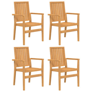 Gartenstühle 4 Stk. Stapelbar 56,5x57,5x91 cm Massivholz Teak