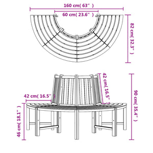 vidaXL Bancs d'arbre 2 pcs. Semi-circulaires Ø 160 cm Bois de teck massif