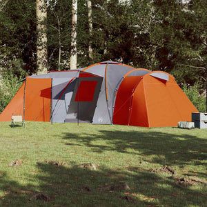 vidaXL Dome Family Tent 12-Person Grey and Orange Waterproof