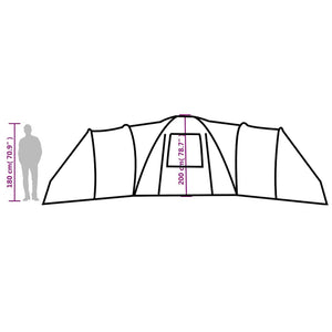 vidaXL Dome Family Tent 12-Person Grey and Orange Waterproof