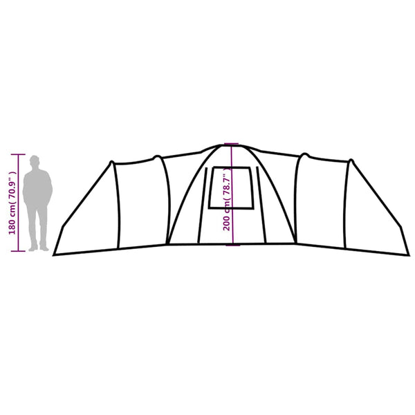 vidaXL Dome Family Tent 12-Person Grey and Orange Waterproof