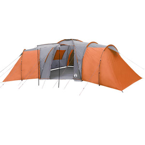 vidaXL Dome Family Tent 12-Person Grey and Orange Waterproof
