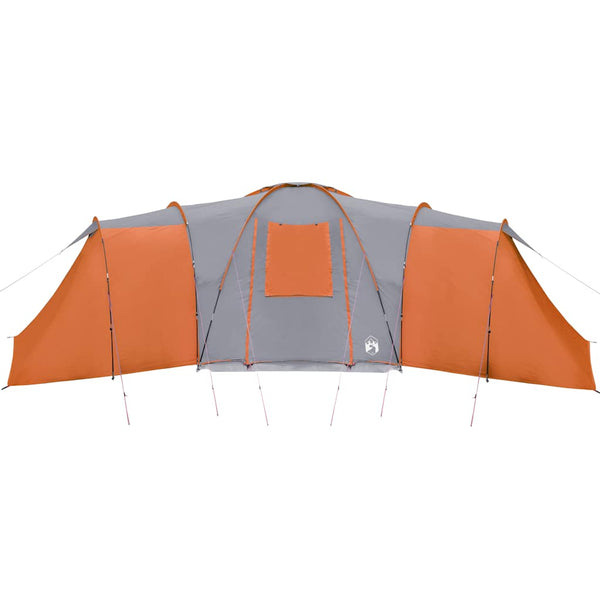 vidaXL Dome Family Tent 12-Person Grey and Orange Waterproof