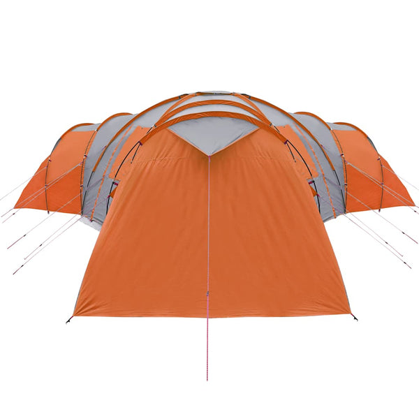 vidaXL Dome Family Tent 12-Person Grey and Orange Waterproof