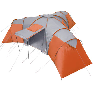 vidaXL Dome Family Tent 12-Person Grey and Orange Waterproof