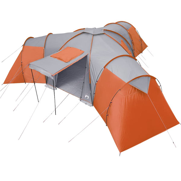vidaXL Dome Family Tent 12-Person Grey and Orange Waterproof