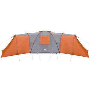 vidaXL Dome Family Tent 12-Person Grey and Orange Waterproof