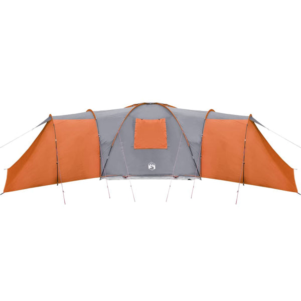 vidaXL Dome Family Tent 12-Person Grey and Orange Waterproof