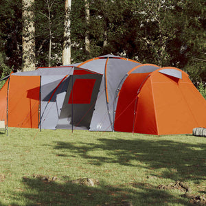 vidaXL Dome Family Tent 12-Person Grey and Orange Waterproof