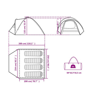 Wasserdichtes Kuppel-Campingzelt für 4 Personen, Orange