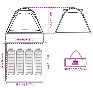 4-Personen-Campingzelt, wasserdicht, Grün