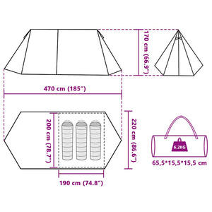 3-Personen-Campingzelt - Blau, Wasserdicht