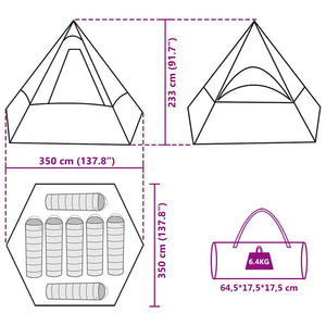 Wasserdichtes Tipi-Zelt Grün für 7 Personen