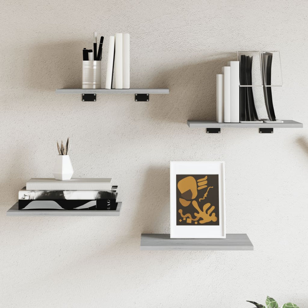 Wandregale Grau Sonoma 4er Set