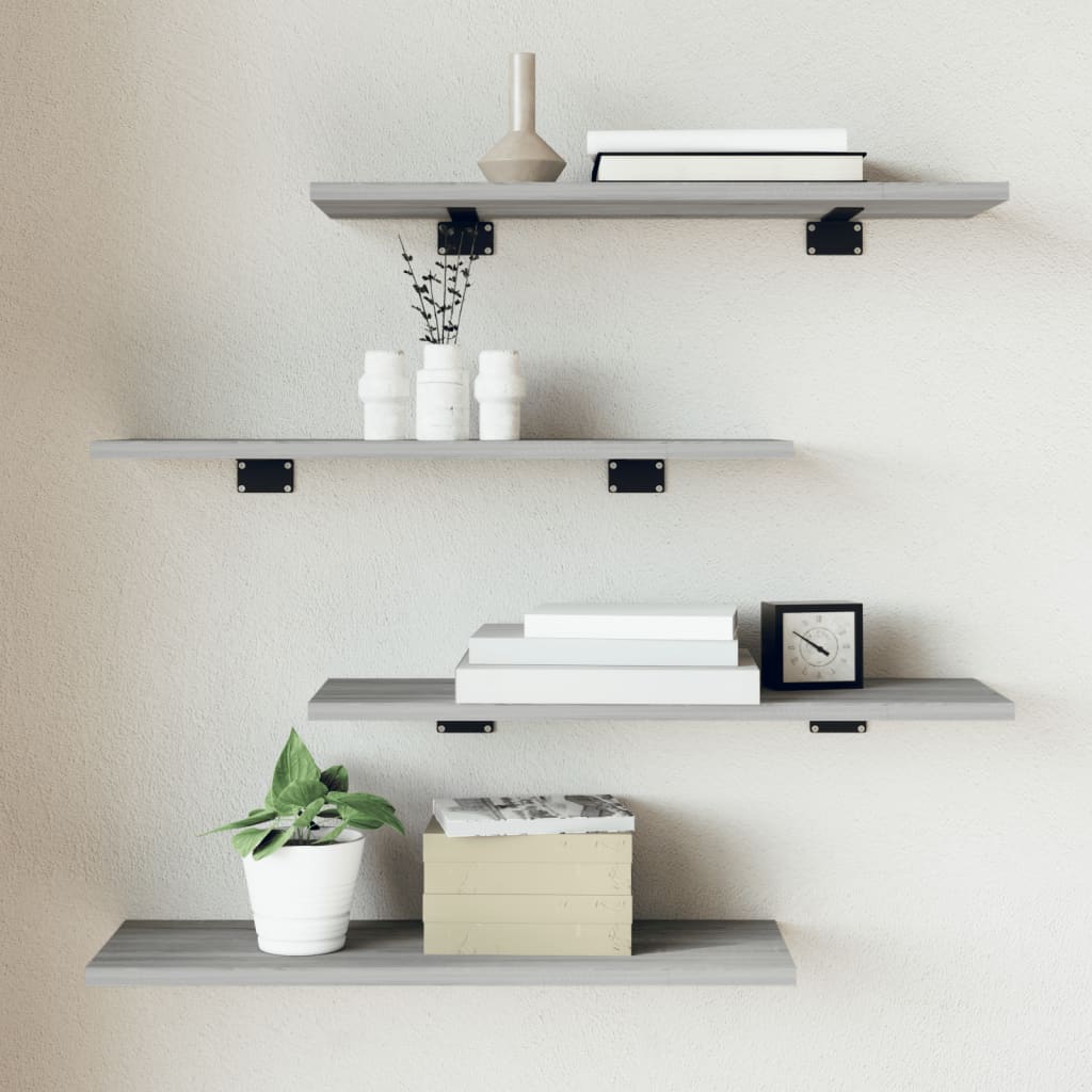 Wandregale Grau Sonoma 60 cm, 4er-Set