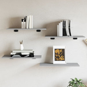 Wandregale Grau Sonoma 60x30 cm, 4er-Set