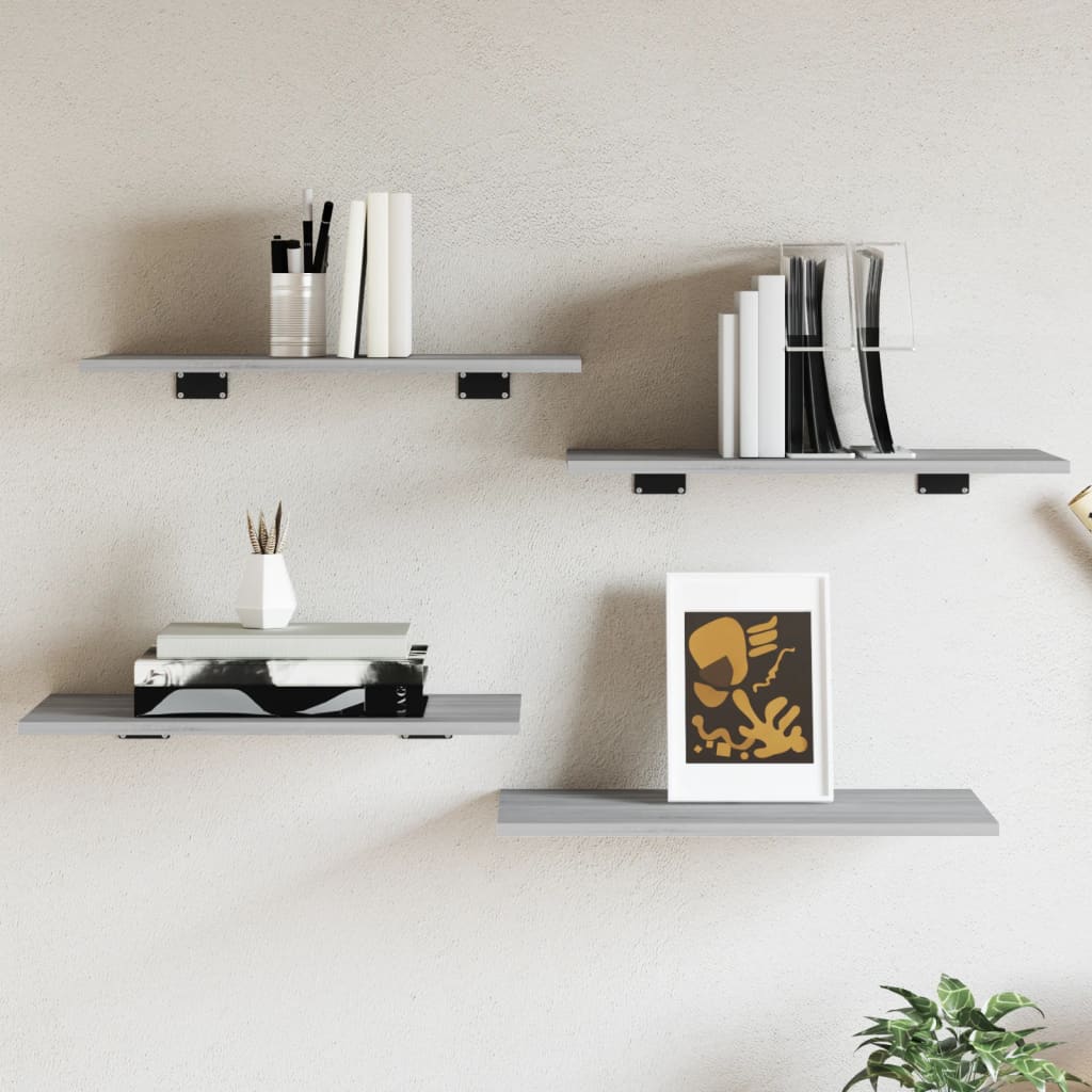 Wandregale Grau Sonoma 60x30 cm, 4er-Set
