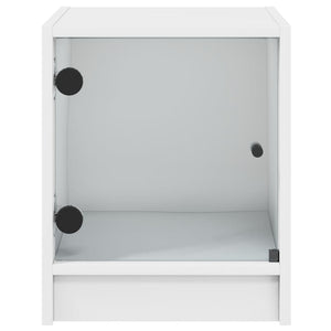 Nachttische mit Glastüren, 2er-Set, Weiß