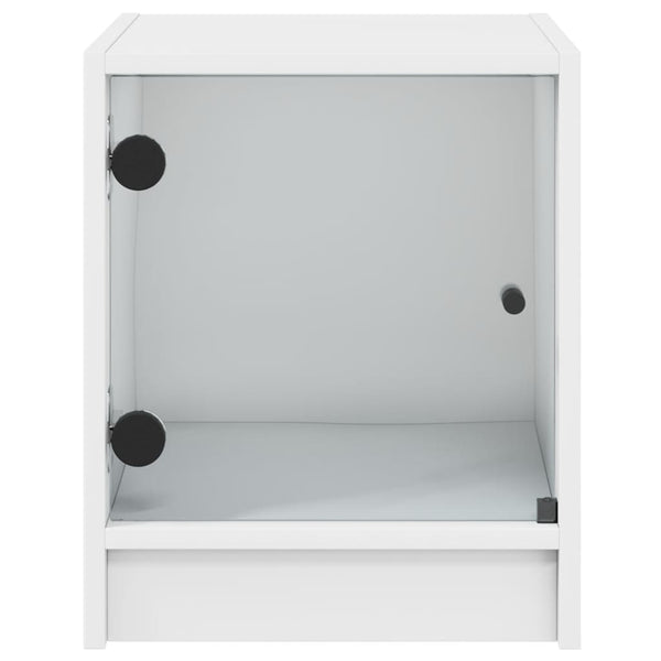 Nachttische mit Glastüren, 2er-Set, Weiß