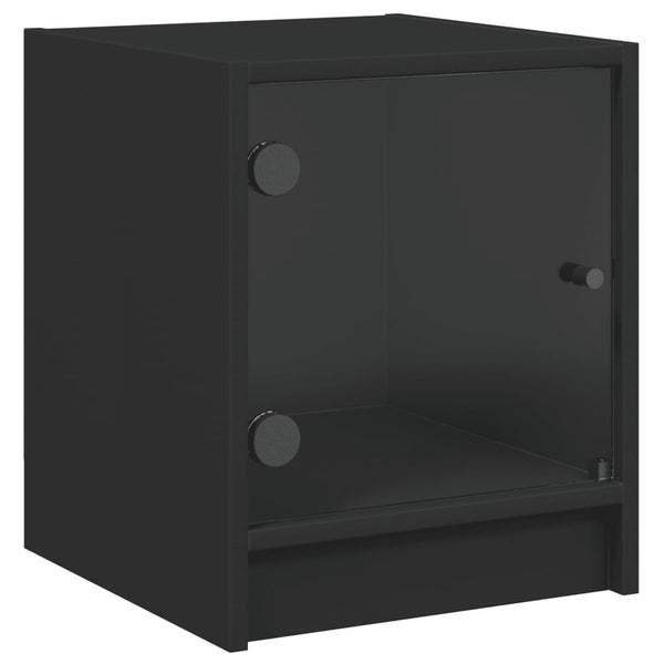 Nachttische mit Glastüren, 2er-Set, Schwarz