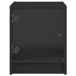 Nachttische mit Glastüren, 2er-Set, Schwarz