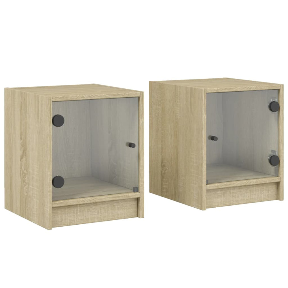 Nachttische Sonoma-Eiche mit Glastüren, 2er-Set