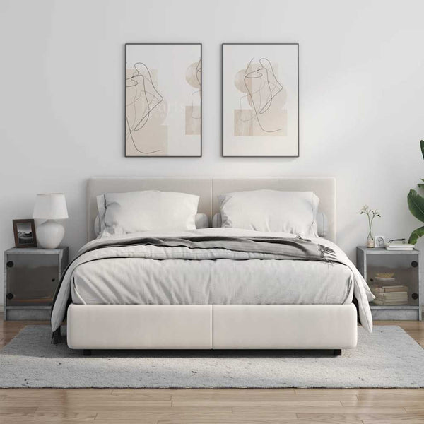 vidaXL Tables de chevet avec portes en verre 2 pcs Gris béton 35x37x42 cm