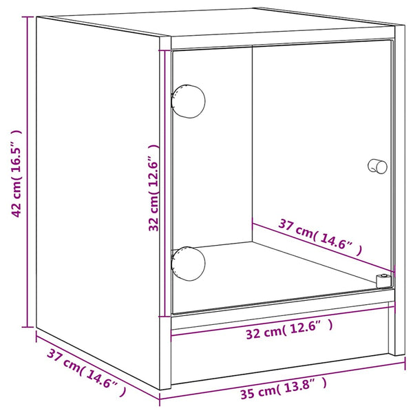 vidaXL Tables de chevet avec portes en verre 2 pcs Gris béton 35x37x42 cm