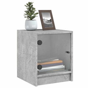 vidaXL Tables de chevet avec portes en verre 2 pcs Gris béton 35x37x42 cm