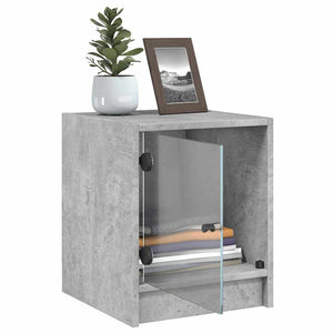 vidaXL Tables de chevet avec portes en verre 2 pcs Gris béton 35x37x42 cm