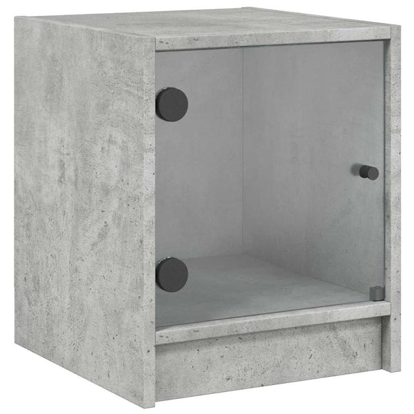 vidaXL Tables de chevet avec portes en verre 2 pcs Gris béton 35x37x42 cm