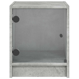 vidaXL Tables de chevet avec portes en verre 2 pcs Gris béton 35x37x42 cm
