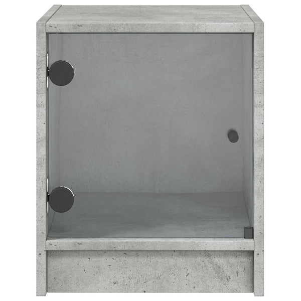 vidaXL Tables de chevet avec portes en verre 2 pcs Gris béton 35x37x42 cm