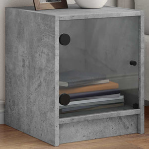 vidaXL Tables de chevet avec portes en verre 2 pcs Gris béton 35x37x42 cm