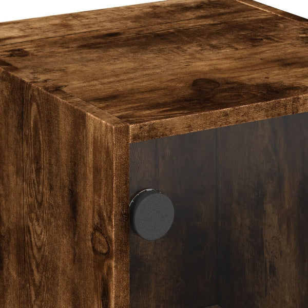 Nachttische mit Glastüren, 2er Set, Räuchereiche