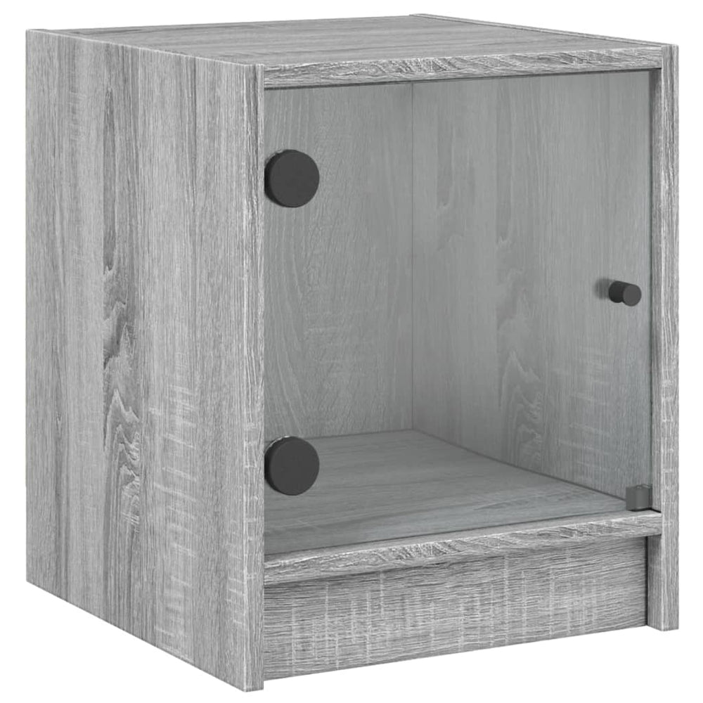 vidaXL Nightstand with Glass Door Grey Sonoma 35x37x42 cm