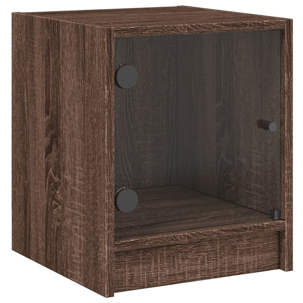 vidaXL Bedside Cabinet with Glass Door Brown Oak-Look 35x37x42 cm