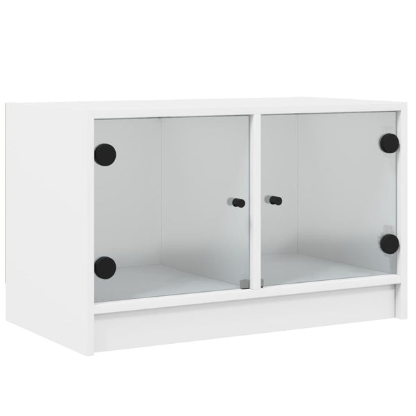 Weißer TV-Schrank mit Glastüren 68x37x42 cm