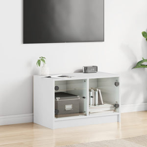 Weißer TV-Schrank mit Glastüren 68x37x42 cm